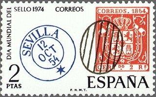 ESPAÑA 1974 2179 Sello Nuevo Dia Mundial del Sello Parrilla Sevilla Espana Spain Espagne Spagna Spanje Spanien 